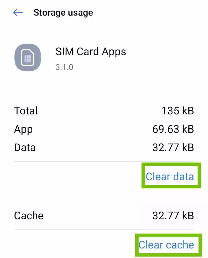 clear cache and data of sim toolkit or sim card apps