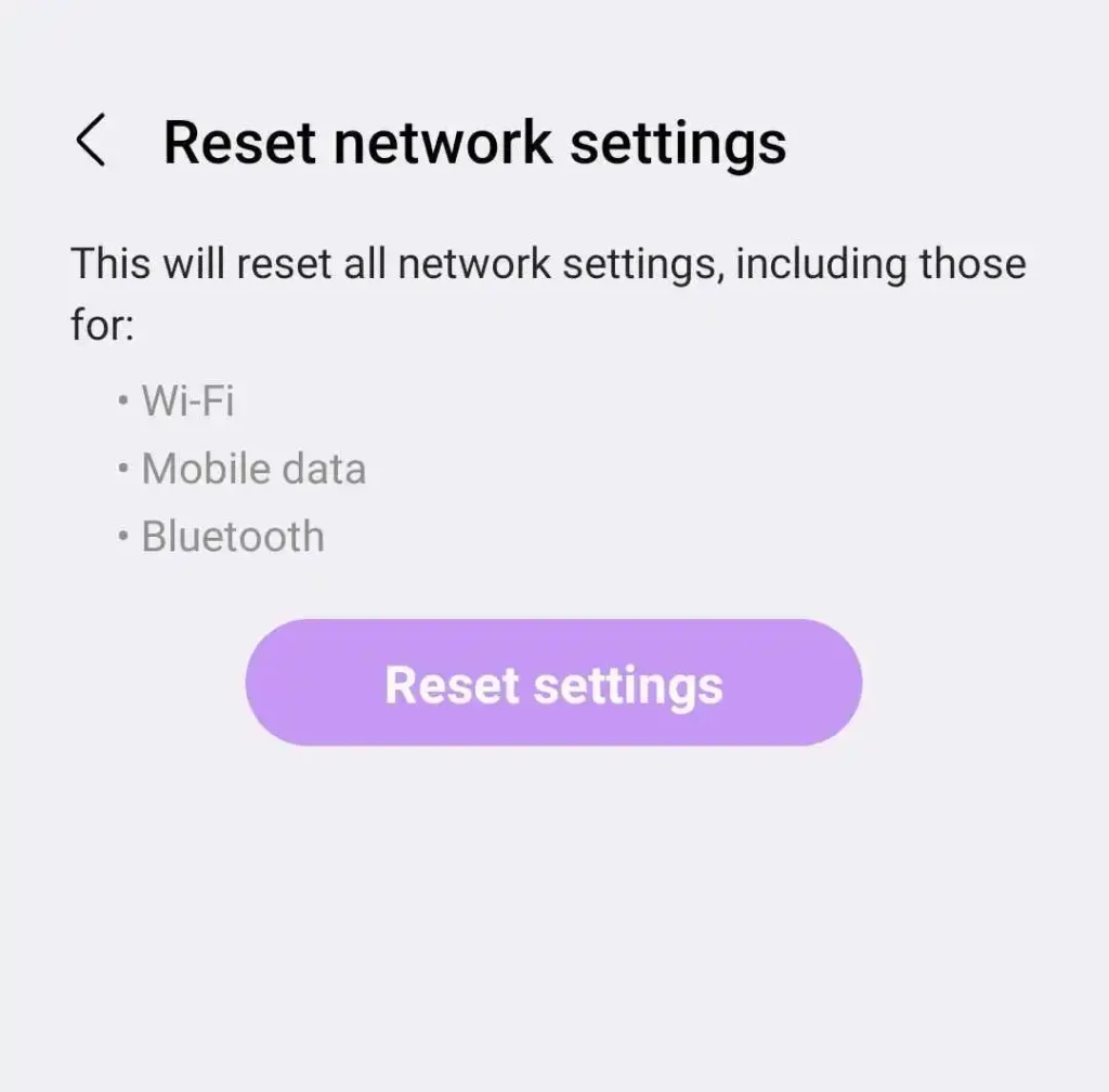 network settings reset button