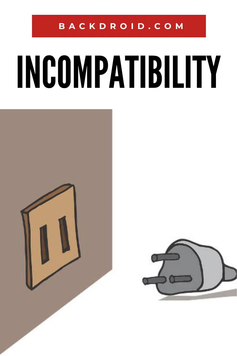 Incompatibility shown using a image of power socket